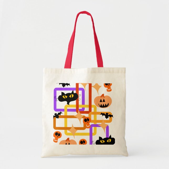 Tote Bag Retro Halloween Style Éffrayant Motif amusant (Devant)