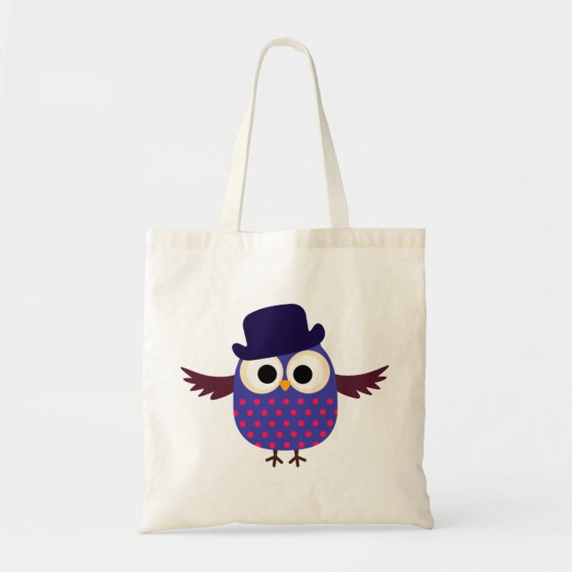 Tote Bag Rétro hibou pourpre fait sur commande avec le (Devant)