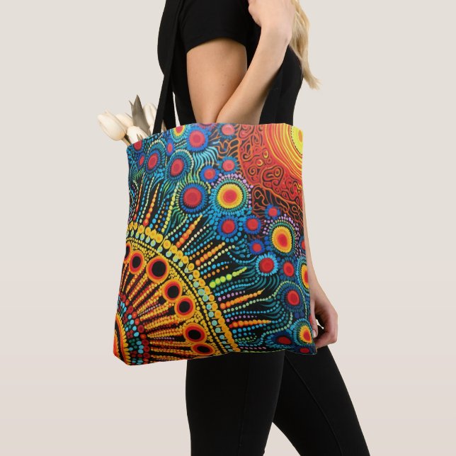 Tote Bag Rétro Hippsychedelique 70s 60s Hip (De près)