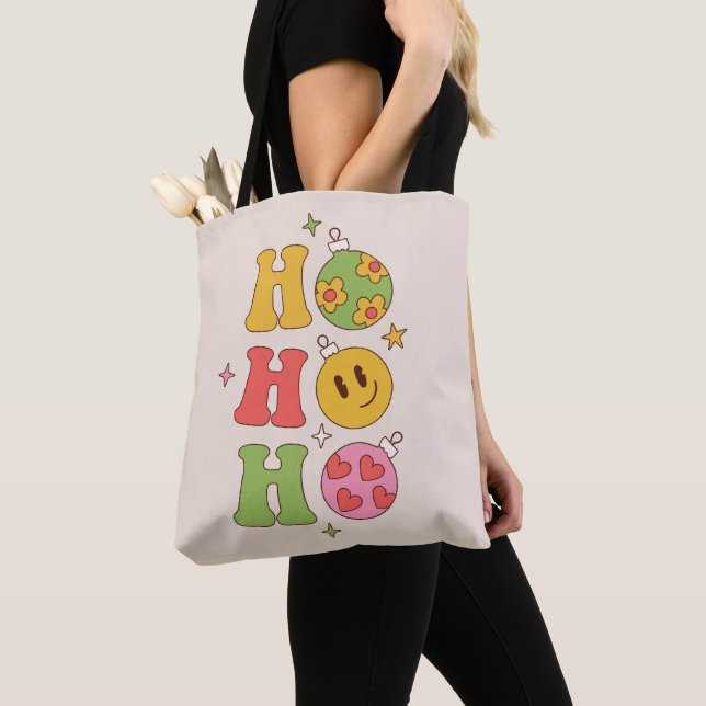 Tote Bag Retro Ho Ho Ho Noël Super (De près)