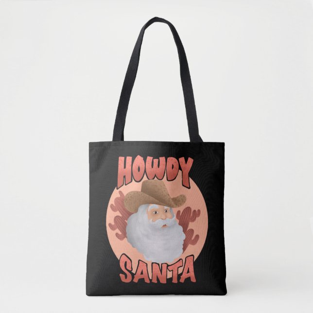 Tote Bag Retro Howdy Père Noël Rustic Cowboy Noël (Devant)