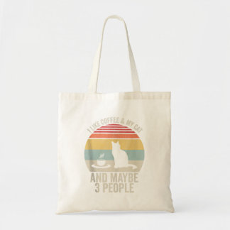 Tote Bag Rétro J'Aime Le Café Mon Chat Et Peut-Être 3 Pop