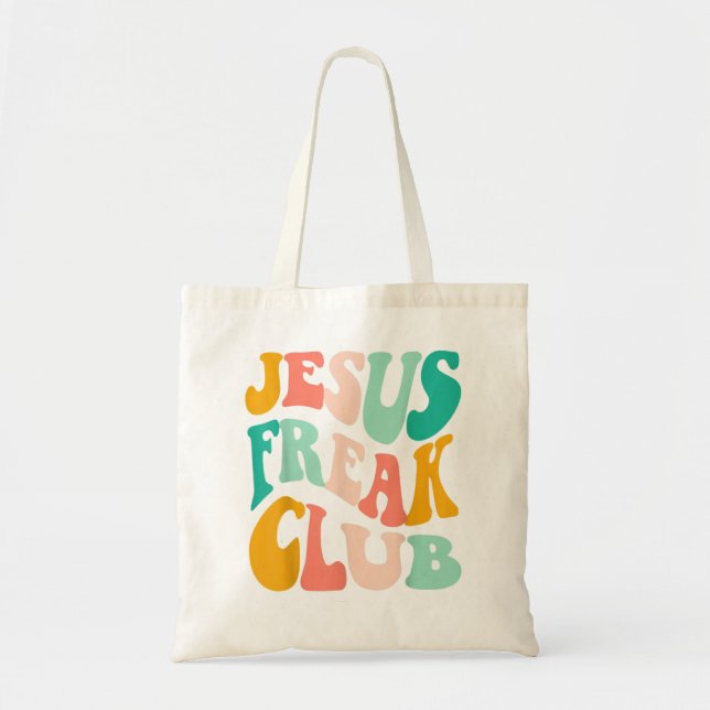 Tote Bag Retro Jesus-Freak Club Bible Verse Jesus-Lover Emp (Devant)