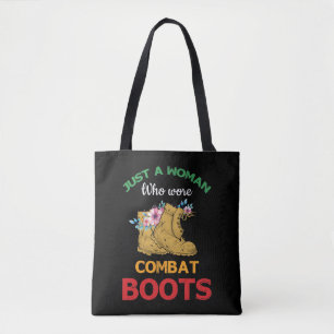 Tote Bag Retro Juste une femme Bottes de combat Vétérinai