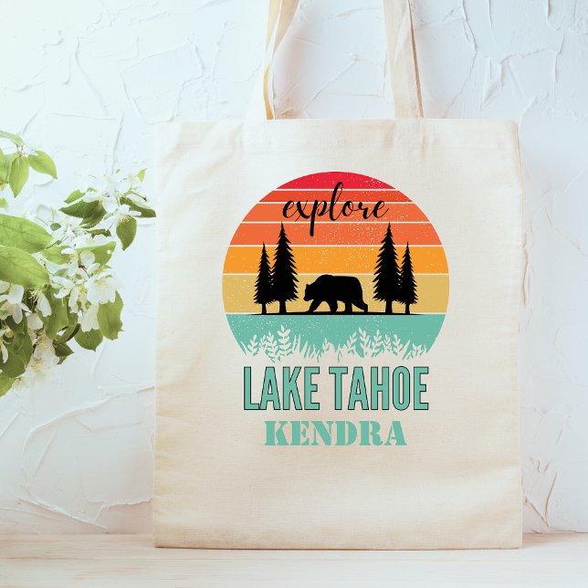 Tote Bag Retro Lake Tahoe California Bear (Créateur téléchargé)