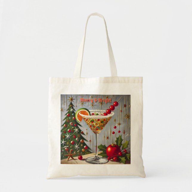Tote Bag Retro les années 50 Merry Bright Christmas Candy C (Devant)