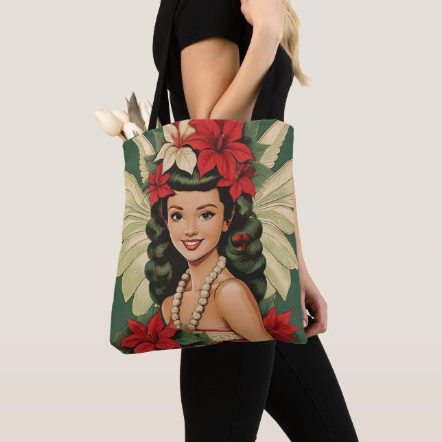 Tote Bag Retro les années 50 Tropical Christmas Princesse (De près)