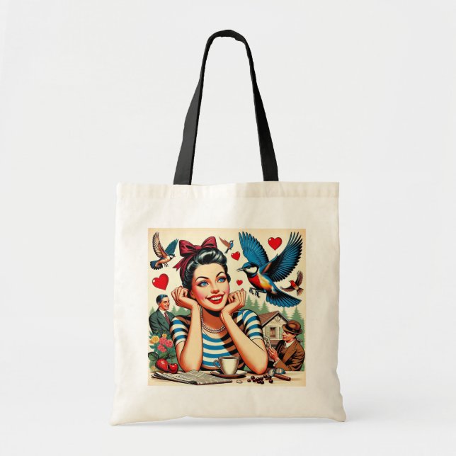 Tote Bag Retro Love Birds  (Devant)