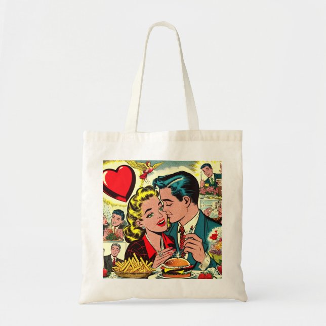 Tote Bag Retro Love Couple Comics (Devant)