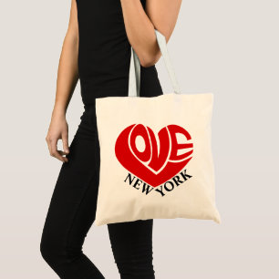 Tote Bag Retro Love Heart New York City Nom Typographie