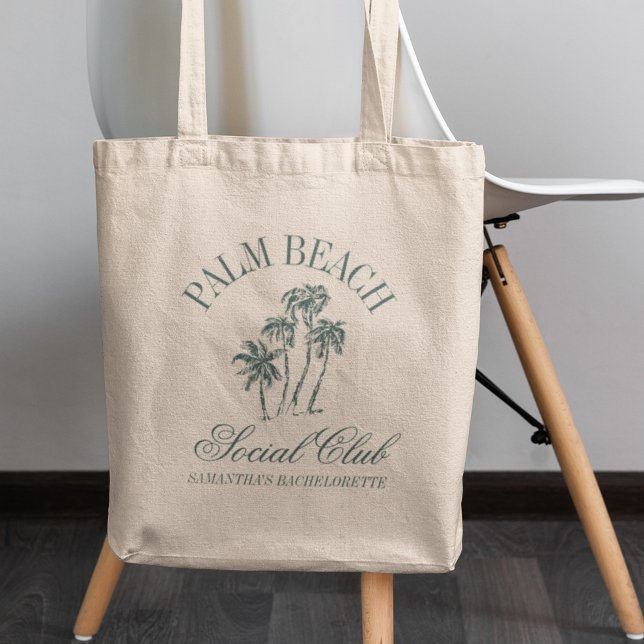 Tote Bag Retro Luxe Beach Social Club Logo Bachelorette (Créateur téléchargé)