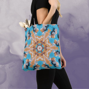 Tote Bag Rétro Mandala Bleu et orange