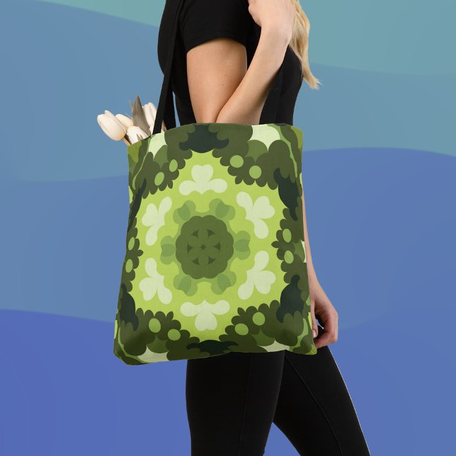 Tote Bag Retro Mandala Green (Créateur téléchargé)