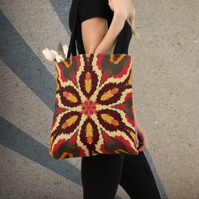 Tote Bag Rétro Mandala Red Orange et Brown (Créateur téléchargé)