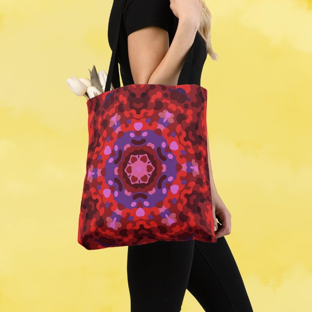 Tote Bag Rétro Mandala rouge et violet (Créateur téléchargé)