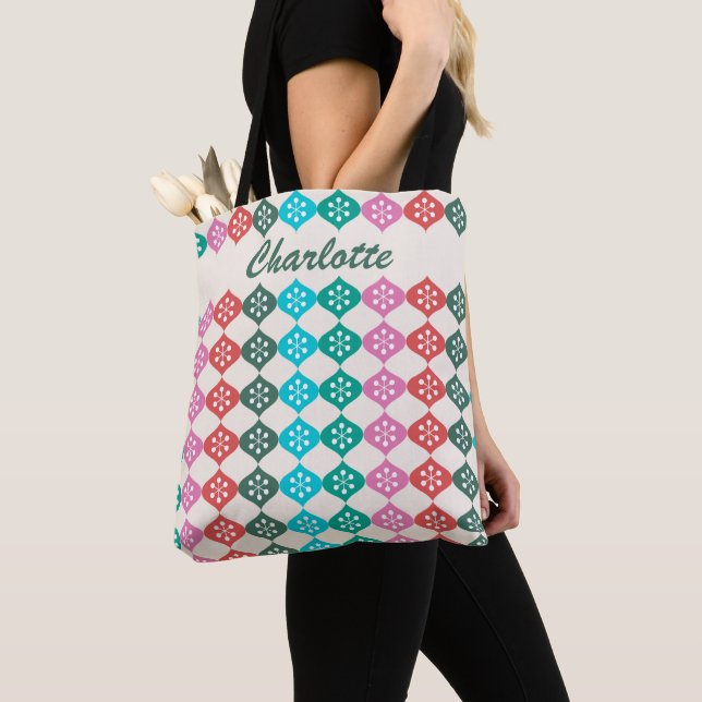 Tote Bag Retro Mid Mod Motif atomique coloré Personnalisé (De près)