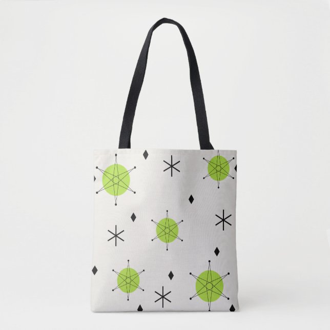 Tote Bag Retro Mid Mod Starburst Sky Chartreuse (Devant)