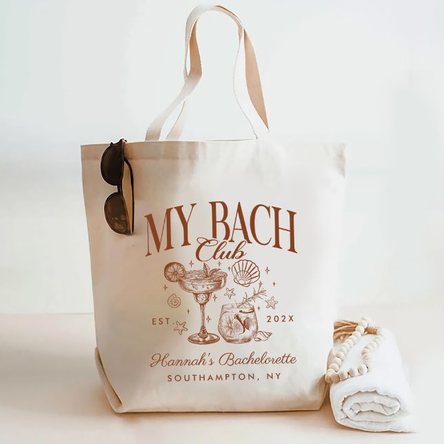 Tote Bag Retro Modern Blue & Brown Bachelorette Weekend Tot (Créateur téléchargé)