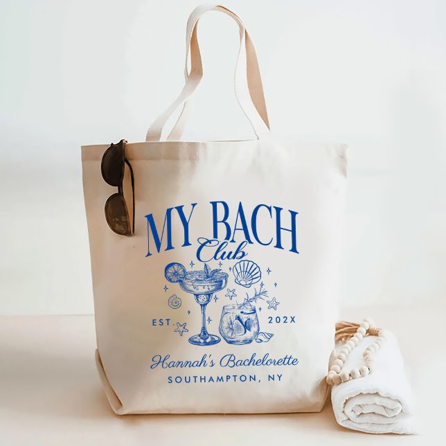 Tote Bag Retro Modern Pink & Blue Bachelorette Weekend (Créateur téléchargé)