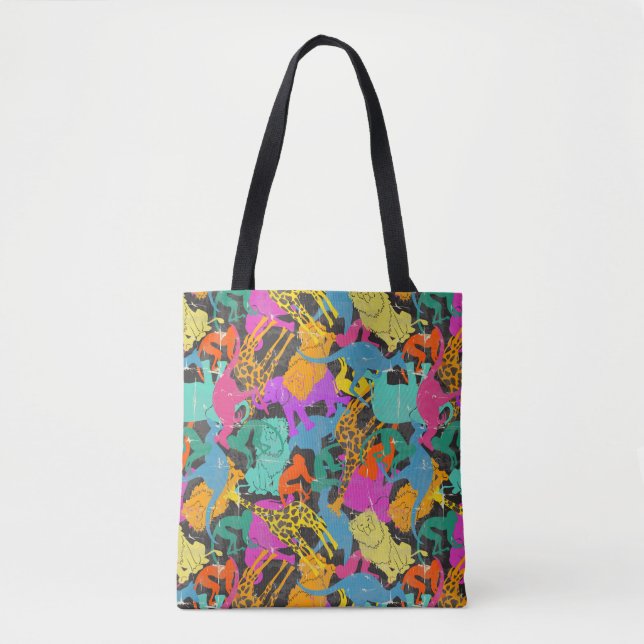 Tote Bag Rétro motif animal de silhouettes (Devant)
