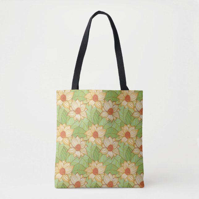 Tote Bag Rétro motif de magnolia (Devant)