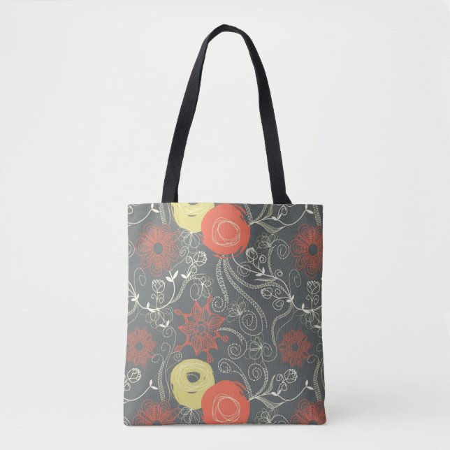Tote Bag Rétro motif floral 3 (Devant)
