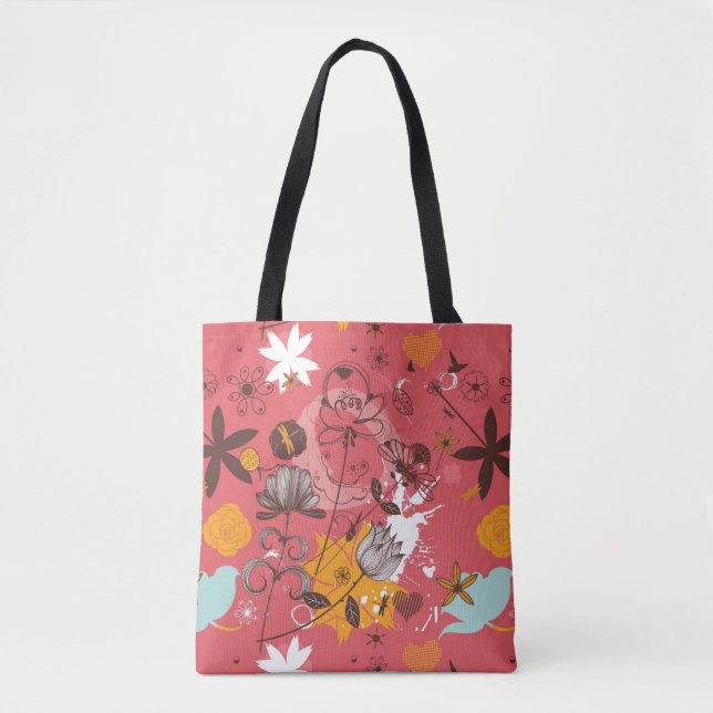 Tote Bag Rétro motif floral 4 (Devant)