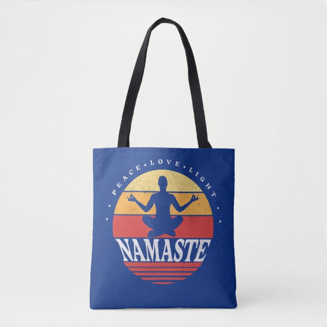 Tote Bag Retro Namaste, pose de yoga (Devant)