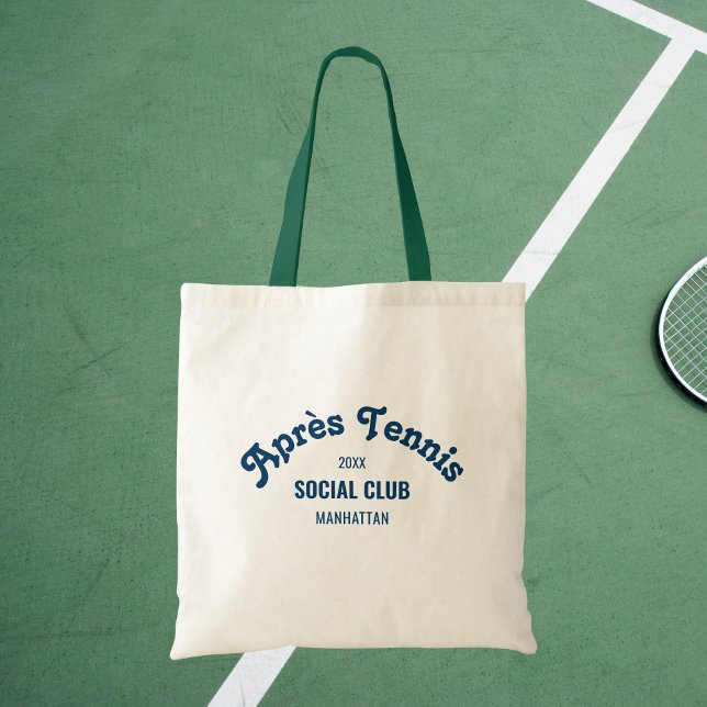 Tote Bag Retro Navy Après Tennis Social Club Green Handle (Créateur téléchargé)