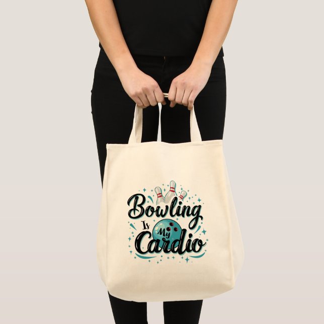 Tote Bag Retro Neon "Bowling Is My Cardio" Funny Bowling (Devant (produit))