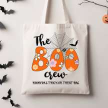 Retro Orange Black Boo Crew Trick Ou Treat Fourre-