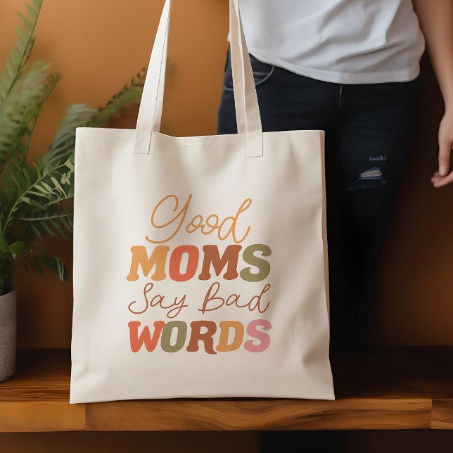 Tote Bag Retro Orange Good Moms Dire Mauvais Mots Citation (Créateur téléchargé)