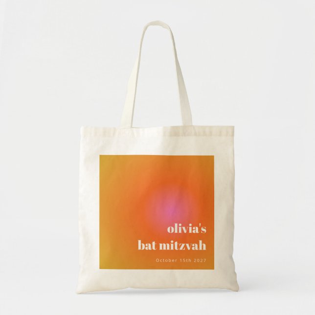 Tote Bag Retro Orange Gradient Bat mitzvah unique personnal (Devant)
