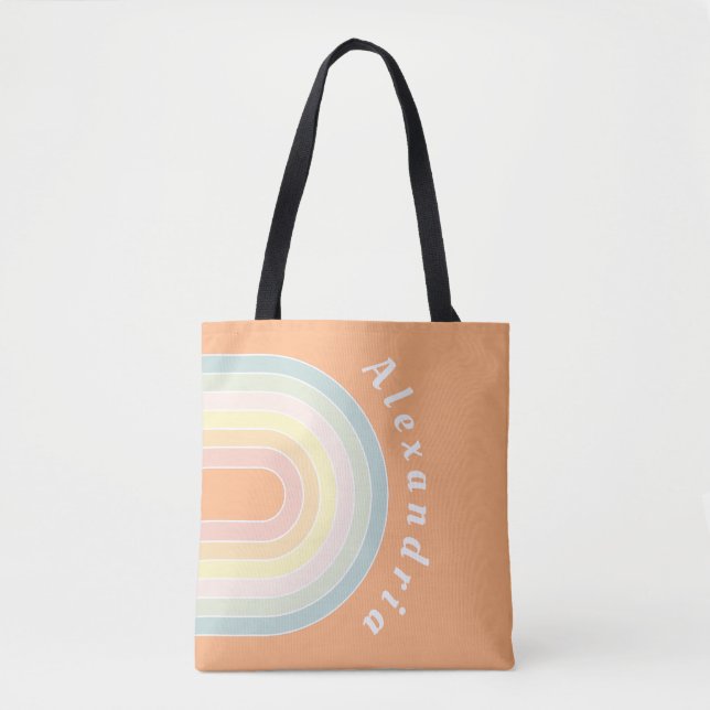 Tote Bag Retro personnalisé Rainbow Pastel (Devant)