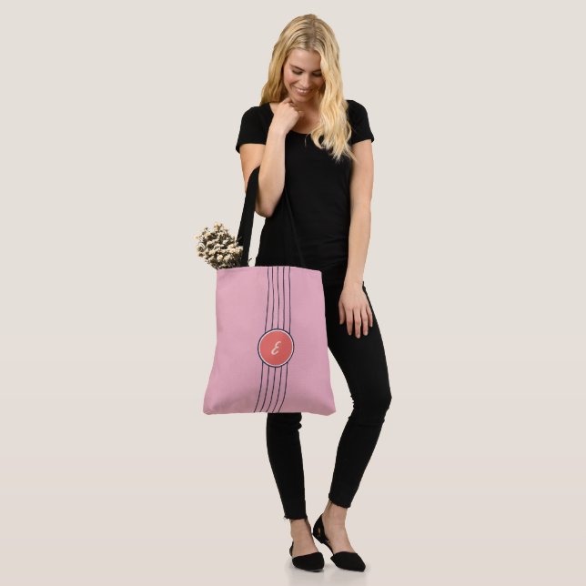 Tote Bag Retro Personnalisé rose et corail rouge (Sur le modèle)
