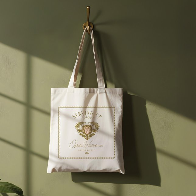 Tote Bag Rétro Pickleball de palmier Tropical (Retro Tropical Palm Tree Pickleball Bridesmaid Tote Bag)