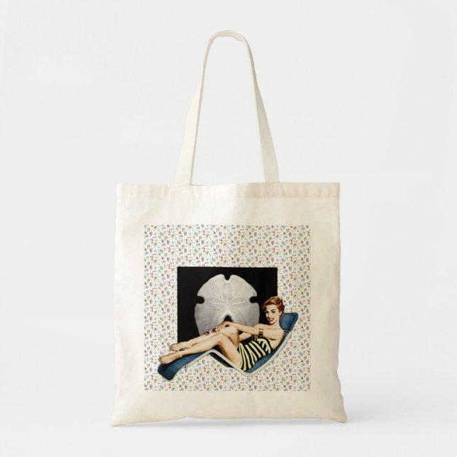 Tote Bag Rétro pin-up de plage des années 1950 (Devant)