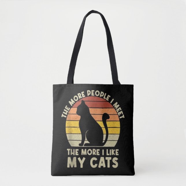 Tote Bag Rétro Plus je rencontre de gens, plus j'aime mon c (Devant)