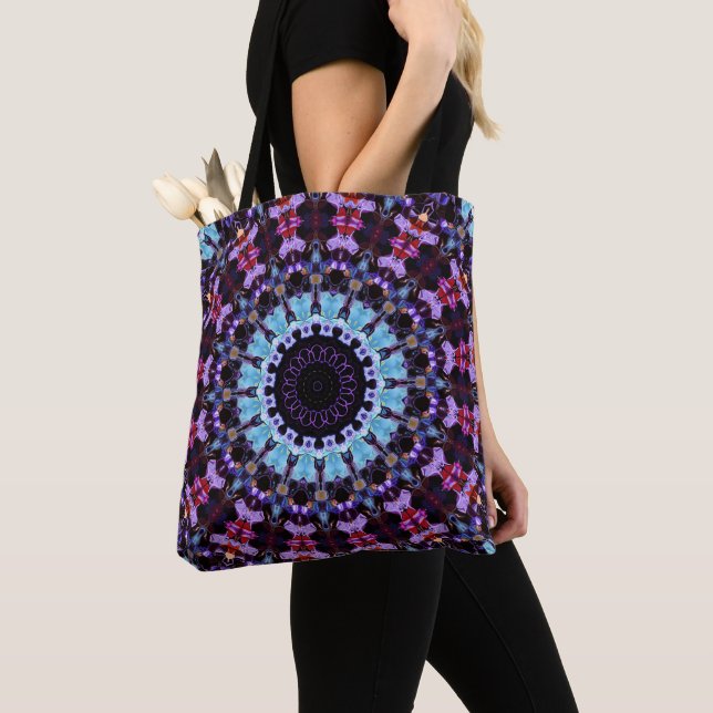Tote Bag Retro Psychedelic Mandala Hippie Boho Tie Dye (De près)