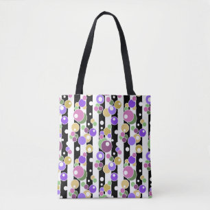 Tote Bag Rétro, rayé et pois