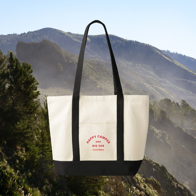 Tote Bag Retro Red Happy Camper Crew Black Trim (Créateur téléchargé)