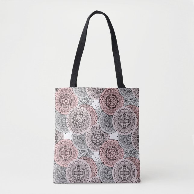 Tote Bag Rétro, rétro motif, bleu et rose, élégant (Devant)