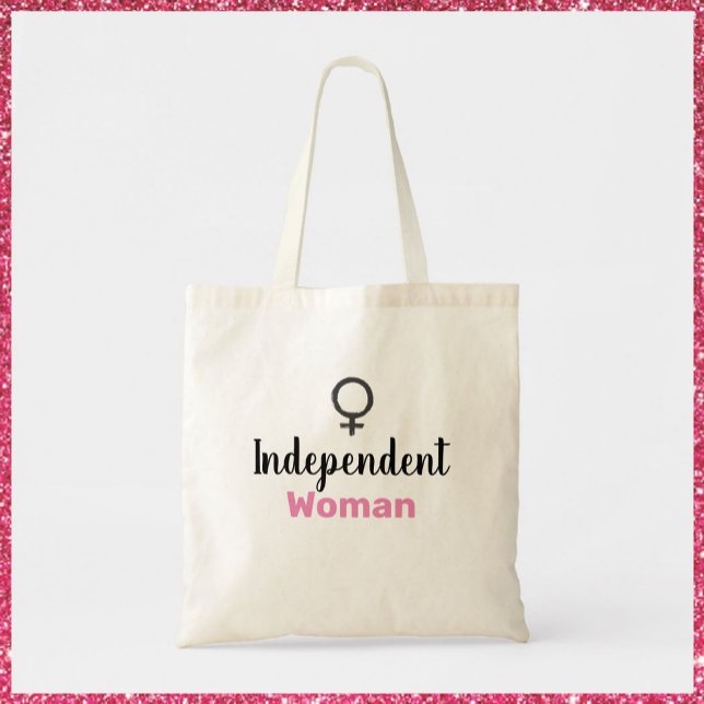 Tote Bag Rétro rose et noir femme indépendante (Créateur téléchargé)
