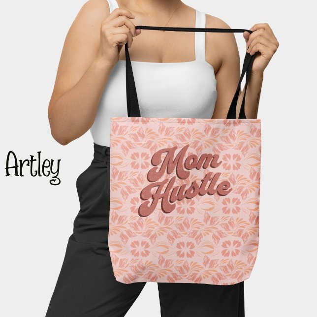 Tote Bag Retro rose Peach motif floral Maman Hustle (Créateur téléchargé)