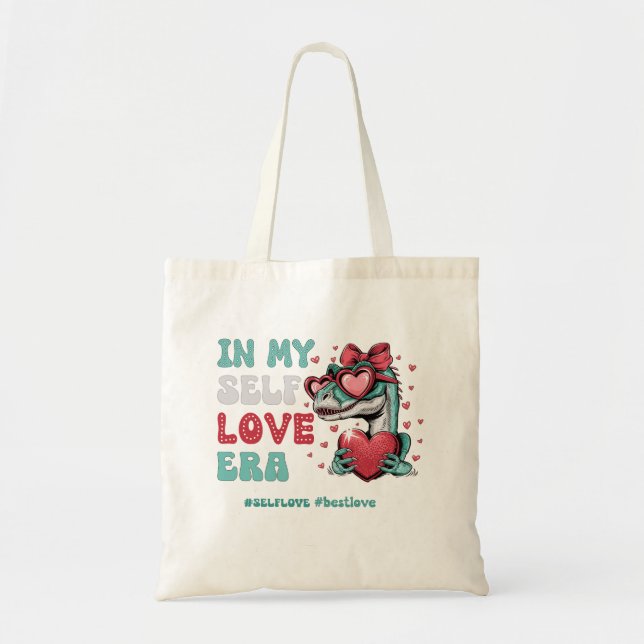 Tote Bag Retro Saint Valentin amour de soi Dinosauru (Devant)