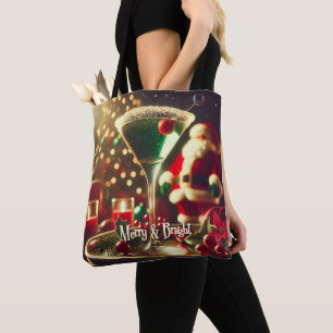 Tote Bag Retro Santa Noël des années 50 Martini vert