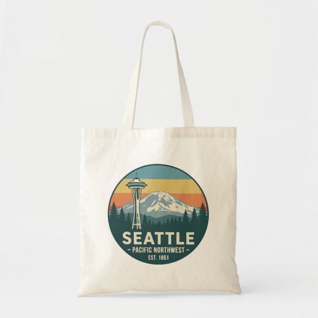 Tote Bag Rétro Seattle Pacific Northwest Mt. Rainier (Devant)