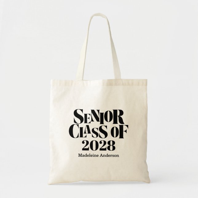 Tote Bag Retro Senior Class of Graduation Black And White  (Devant)