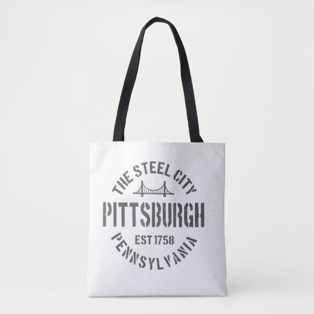 Tote Bag Retro Steel City Pittsburgh Pennsylvania Yinz vint (Devant)