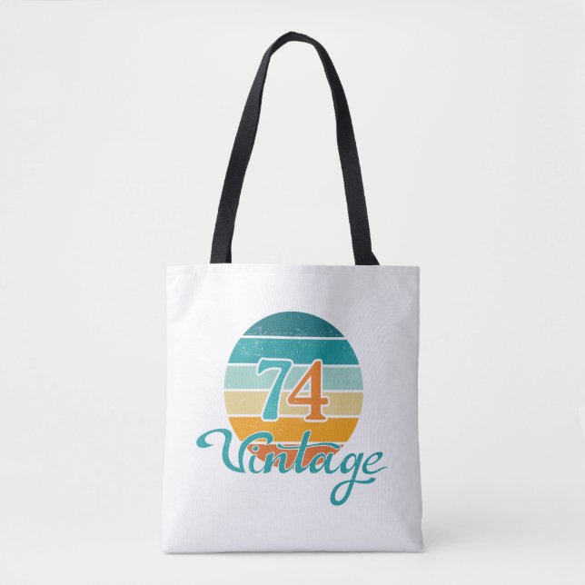 Tote Bag Retro Sunset 74 Vintage en détresse (Devant)